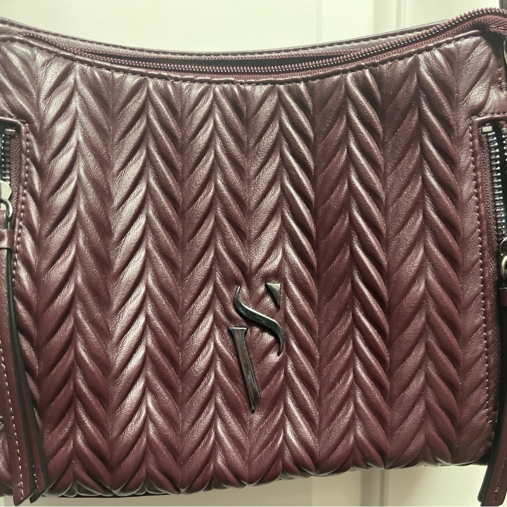 Vera Wang Lavender Label Quilted Chevron Shoulder Bag - Burgundy